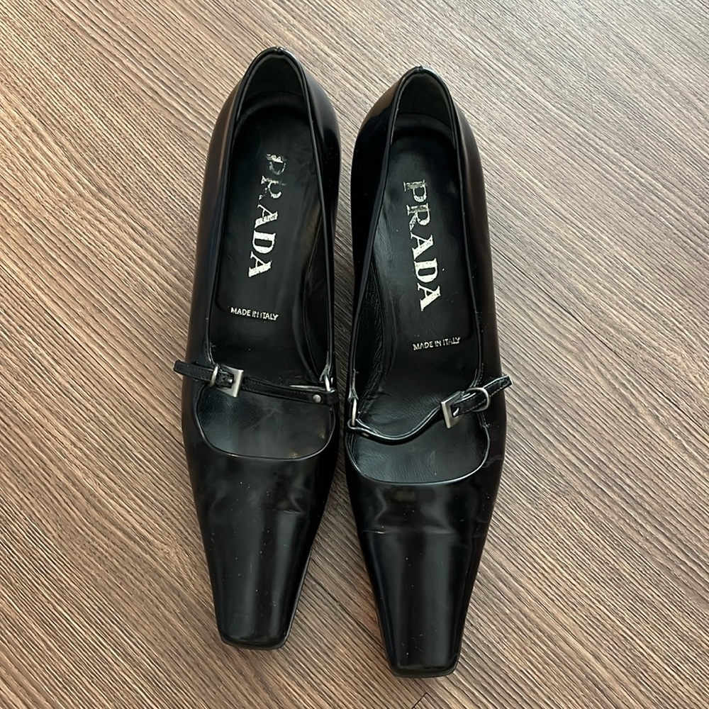 Prada Black Patent Leather Mary Jane Pumps EU 35